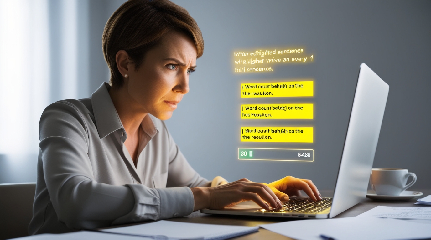 Editing content using word counter for clarity