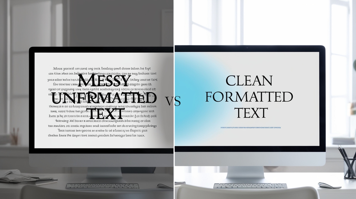 Text formatting tools transforming messy content into clean text